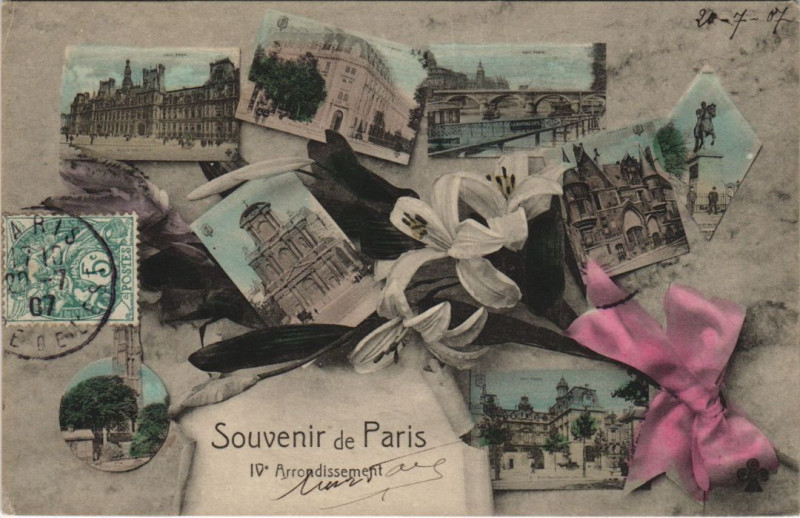 Carte postale ancienne Paris 4e Souvenir à Paris 4e