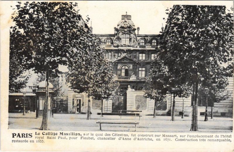 Carte postale ancienne Paris 4e College Massillon à Paris 4e