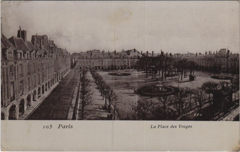 Carte postale ancienne Paris 4e Place des Vosges à Paris 4e