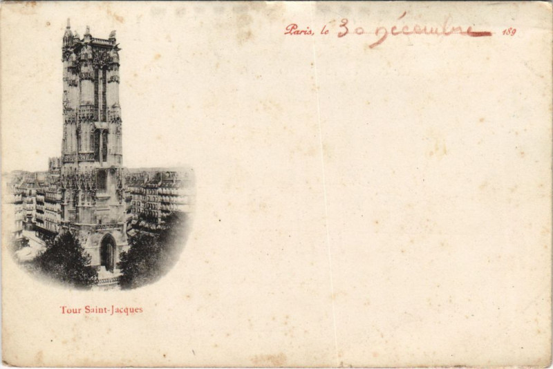 Carte postale ancienne Paris 4e Tour Saint-Jacques à Paris 4e