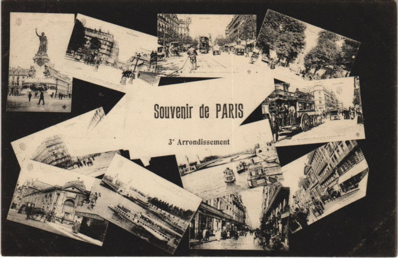 Carte postale ancienne Paris 3e Souvenir à Paris 3e