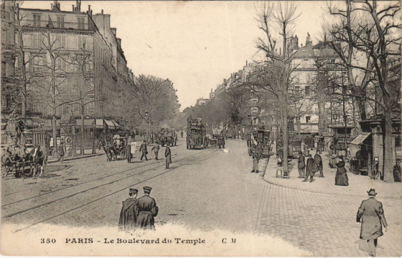 Carte postale ancienne Paris 3e Boulevard du Temple à Paris 3e