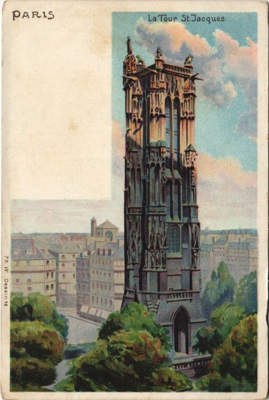 Carte postale ancienne Paris 4e Tour Saint-Jacques à Paris 4e