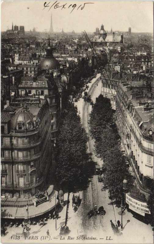 Carte postale ancienne Paris 4e Rue Saint-Antoine à Paris 4e