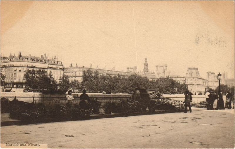 Carte postale ancienne Paris 4e Marche aux Fleurs à Paris 4e