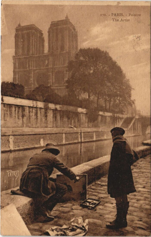Carte postale ancienne Paris 4e Peintre à Paris 4e