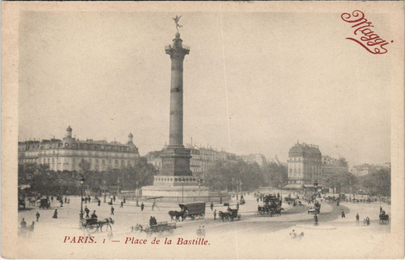 Carte postale ancienne Paris 4e Place de la Bastille à Paris 4e