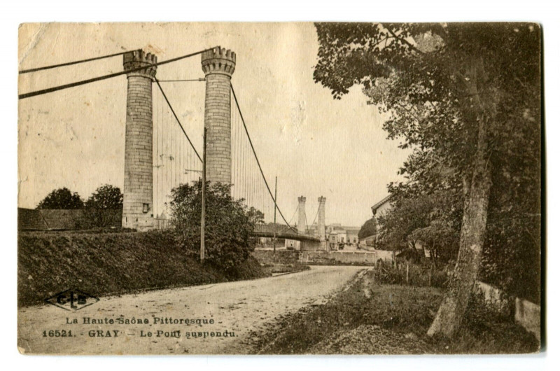 Carte postale ancienne Haute-Saône Gray Le Pont Suspendu à Gray
