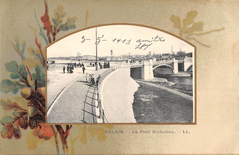 Carte postale ancienne Calais Pecheurs De Crevettes - Cpa Decors Art Nouveau à Calais