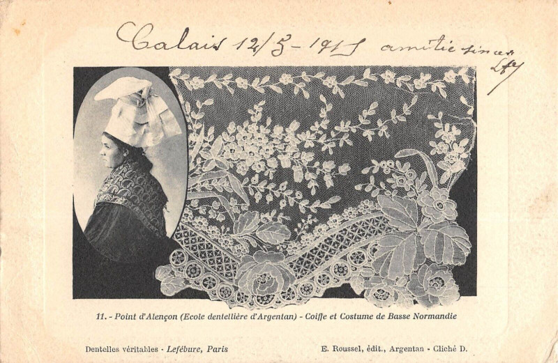 Carte postale ancienne Point D'Alencon Ecole Dentelliere D'Argentan à Argentan