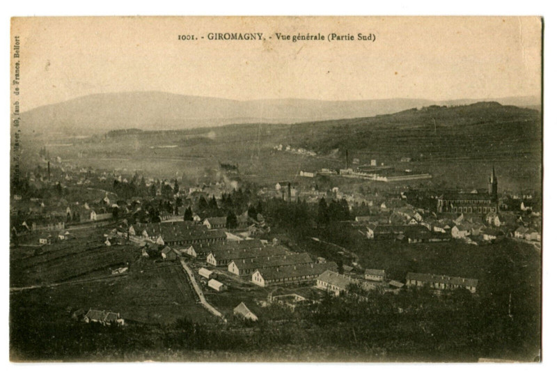 Carte postale ancienne Territoire-de-Belfort Giromagny Vue générale (Sud) à Belfort