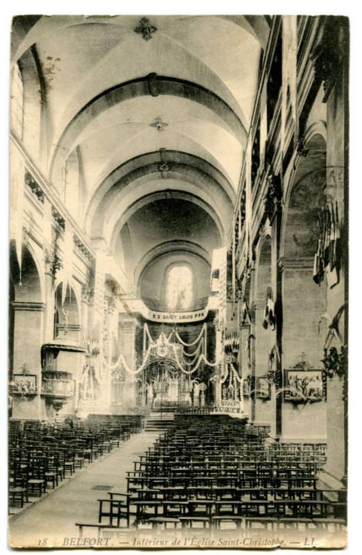 Carte postale ancienne Territoire-de-Belfort Belfort Intérieur de l'Eglise Saint-Christophe à Belfort