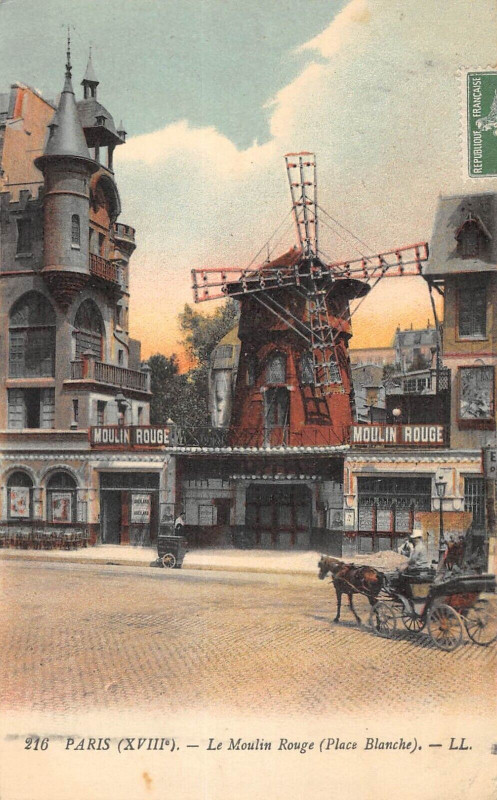 Carte postale ancienne Le Moulin Rouge (Place Blanche) à Paris 9e