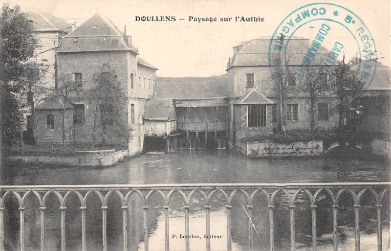 Carte postale ancienne Doullens Paysage Sur L'Authie à Authie