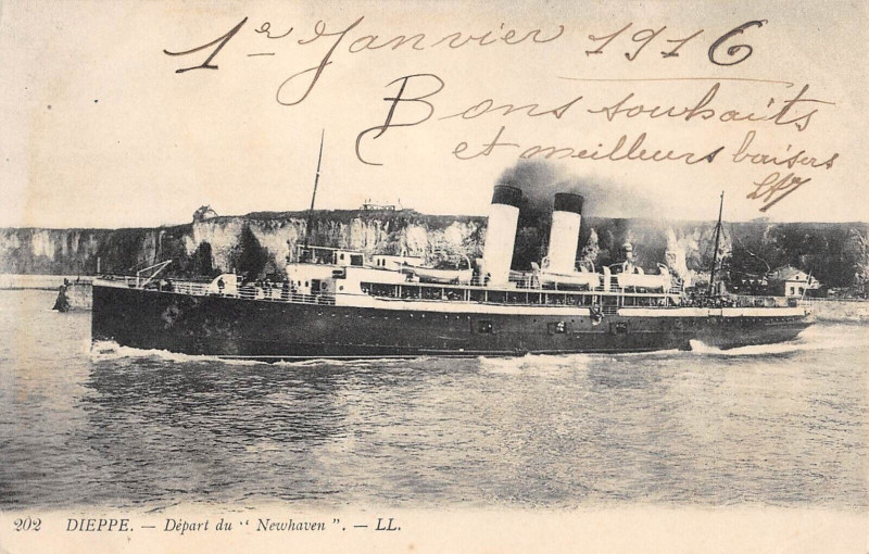 Carte postale ancienne Dieppe Depart Du Newhaven à Dieppe