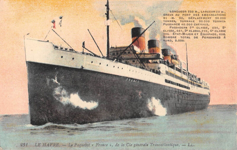 Carte postale ancienne Le Havre Le Paquebot France De La Cie Gle Transatlantique au Havre
