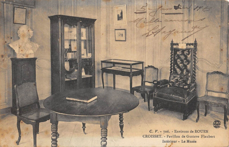 Carte postale ancienne Env.rouen Croisset Pavillon De Gustave Flaubert Interieur Musee à Eu