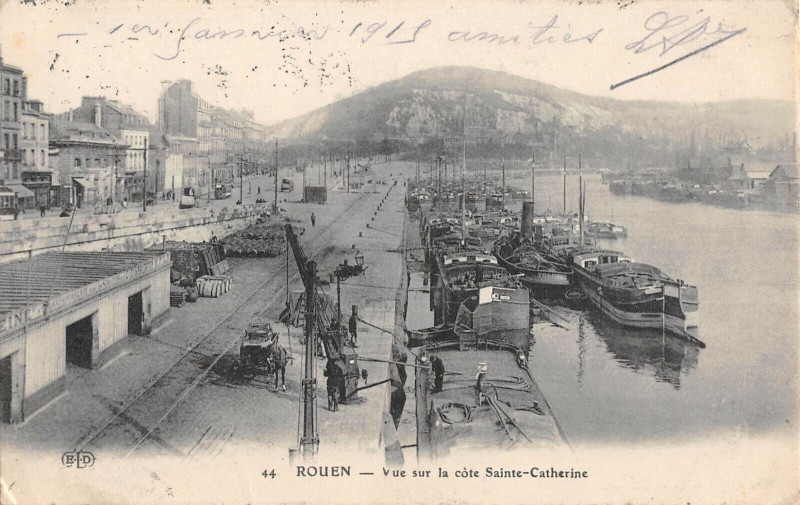 Carte postale ancienne Rouen Vue Sur La Cote Sainte Catherine à Rouen