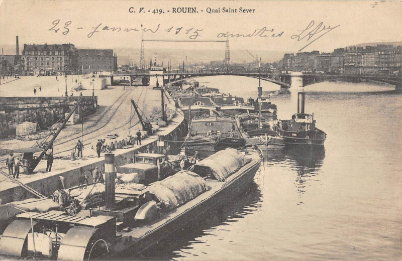 Carte postale ancienne Rouen Quai Saint Sever à Rouen