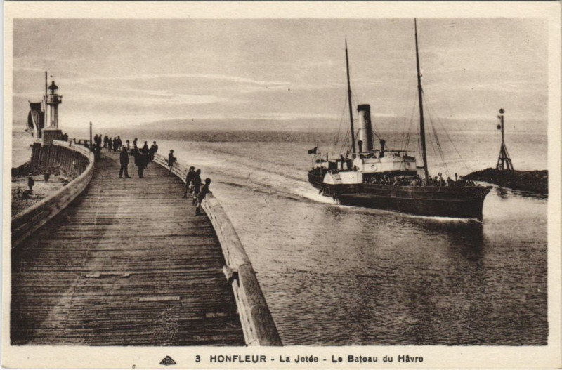 Carte postale ancienne Honfleur La Jetee, Le Bateau du Havre à Honfleur