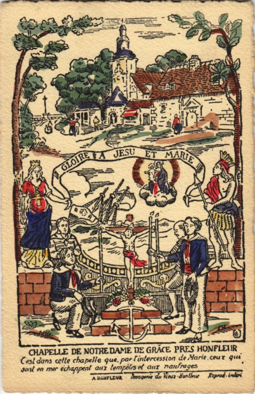 Carte postale ancienne Honfleur Chapelle de Notre Dame de Grace à Honfleur