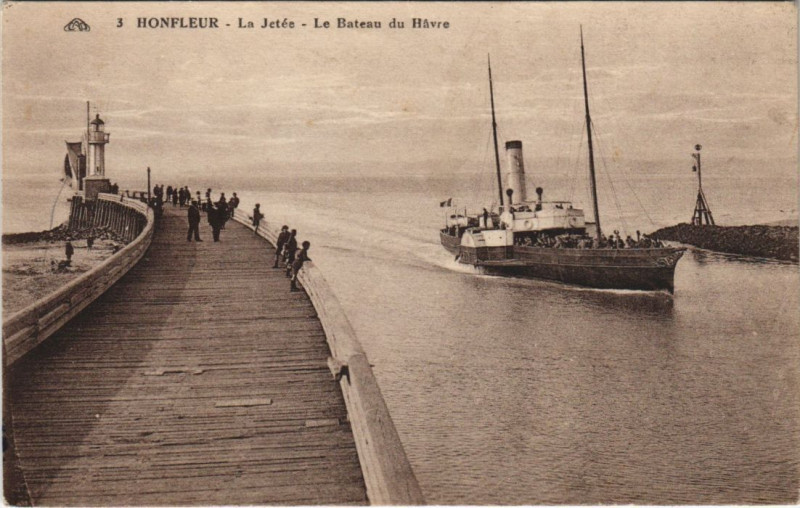 Carte postale ancienne Honfleur La Jetee, Le Bateau du Havre à Honfleur