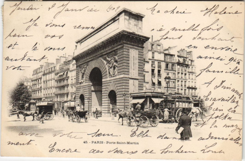 Carte postale ancienne Paris 10e Porte Saint-Martin à Paris 10e