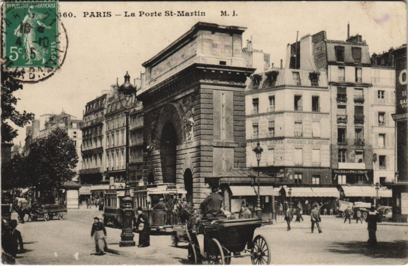 Carte postale ancienne Paris 10e Porte Saint-Martin à Paris 10e