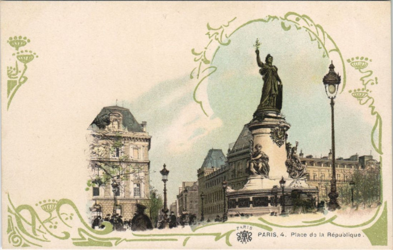 Carte postale ancienne Paris 10e Place de la Republique à Paris 10e