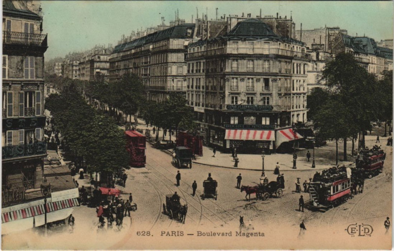 Carte postale ancienne Paris 10e - Boulevard Magenta à Paris 10e
