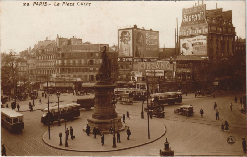 Carte postale ancienne Paris 9e Place Clichy à Paris 9e