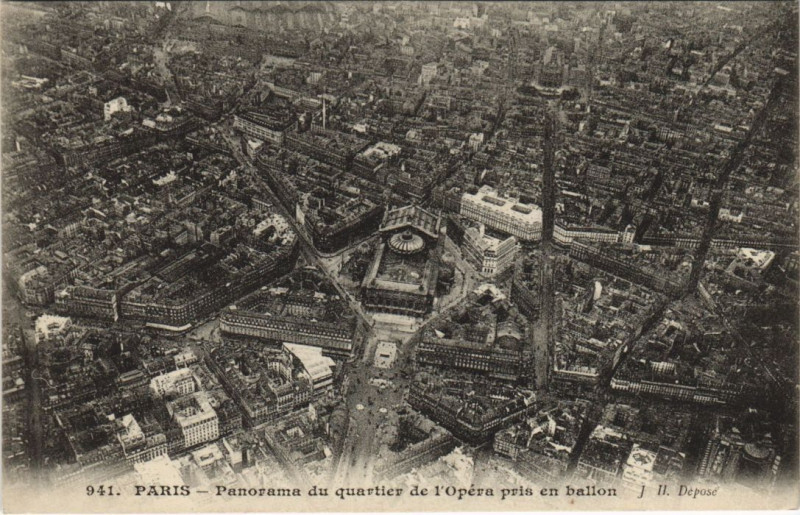 Carte postale ancienne Paris 9e Quartier de l'Opera Panorama à Paris 9e