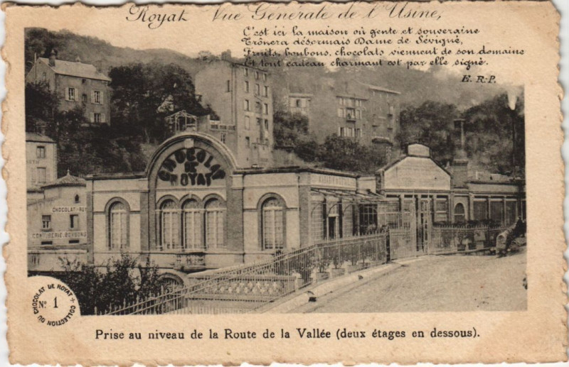 Carte postale ancienne Royat vue generale de l'Usine à Royat