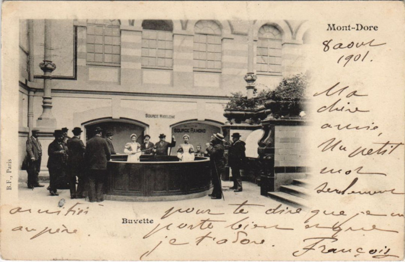 Carte postale ancienne Mont Dore Buvette à Mont-Dore