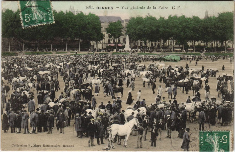 Carte postale ancienne Rennes vue generale de la Foire à Rennes