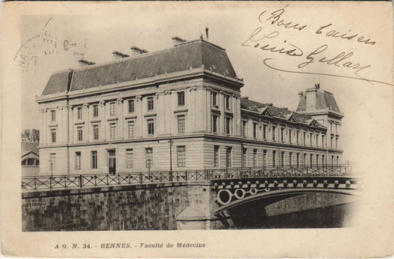 Carte postale ancienne Rennes Faculte de Medecine à Rennes