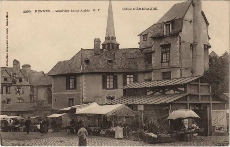 Carte postale ancienne Rennes Quartier Saint-Aubin à Rennes