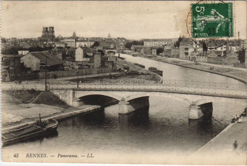 Carte postale ancienne Rennes panorama à Rennes