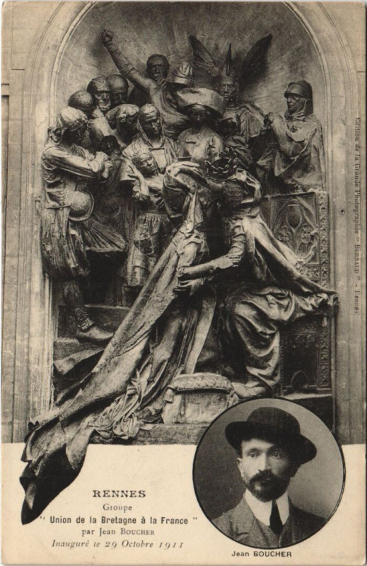 Carte postale ancienne Rennes Groupe Union de la Bretagne a la France à Rennes