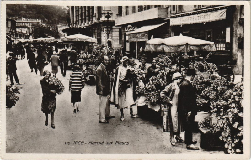 Carte postale ancienne Nice Marche aux Fleurs à Nice