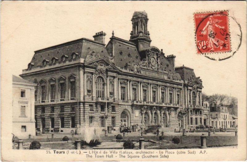 Carte postale ancienne Tours Hotel de Ville à Tours