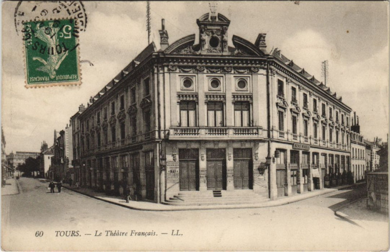 Carte postale ancienne Tours Theatre Francais à Tours