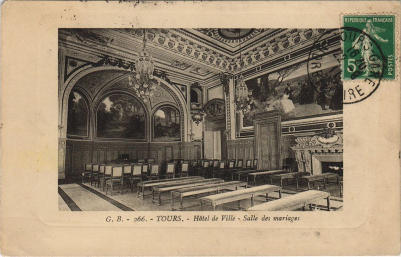 Carte postale ancienne Tours Hotel de Ville Salle des mariages à Tours