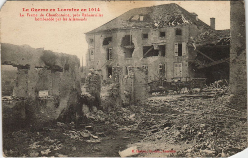 Carte postale ancienne Guerre Militaire Rehainviller Ferme de Chaufontaine à Rehainviller