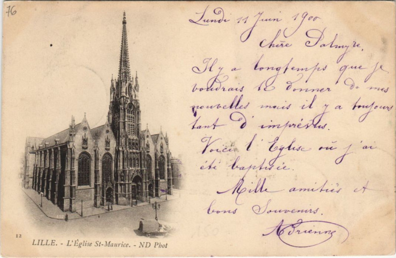 Carte postale ancienne Lille Eglise Saint-Maurice à Lille