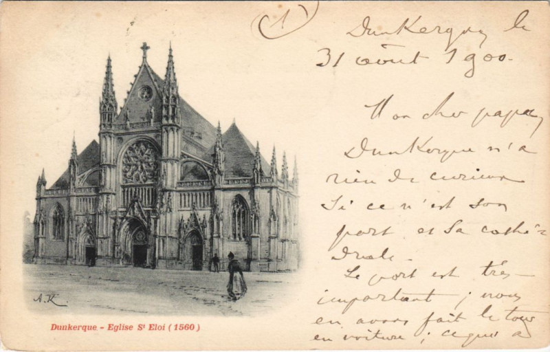 Carte postale ancienne Dunkerque Eglise Saint-Eloi à Dunkerque