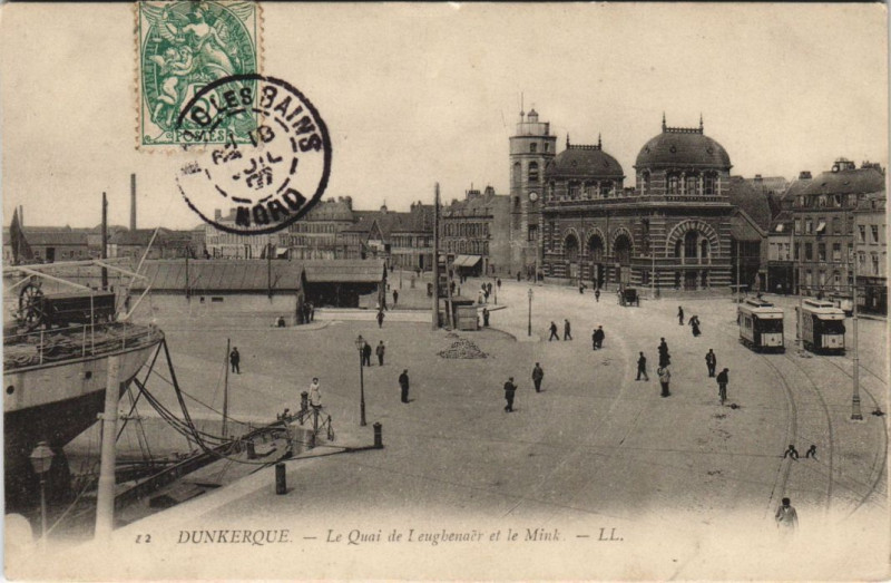 Carte postale ancienne Dunkerque Quai de Leughenaer et le mink à Dunkerque