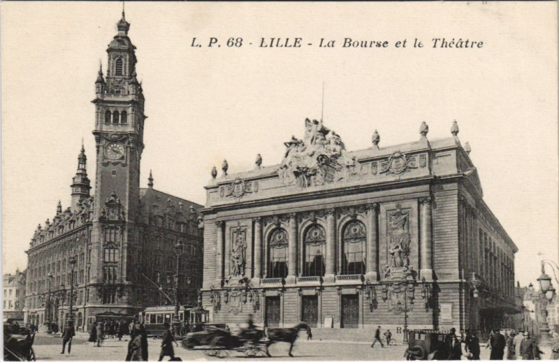 Carte postale ancienne Lille La Bourse et le Theatre à Lille