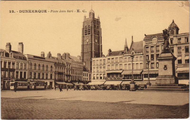 Carte postale ancienne Dunkerque Place Jean Bart à Dunkerque