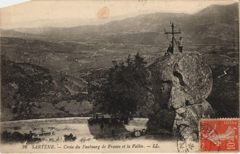 Carte postale ancienne Corse Sartene Croix du Faubourg de France et la Vallee